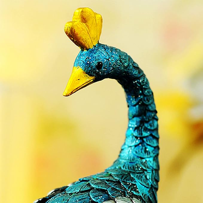 Peacocks Statue Decor,Animal Sculpture Modern Resin Home Accent-Hallway Livingroom Bedroom Kidsroom Home Office Desktop Versatile Style Ornaments-Gorgeous Artistic Birds Gift-13 3/4 inchs