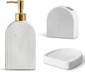 Boho Ceramic Bathroom Accessories Sets 3 Pcs Arch Style Bathroom Accessories for Countertop, Soap Dispenser, Toothbrush Holder Soap Holder Decor for Modern Home Decor