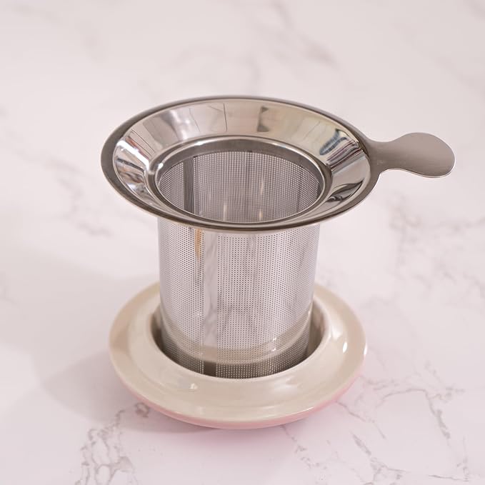 Urban Tokyo Tea Mug With Lid and Stainless Steel Infuser For Loose Leaf Tea Bag Tea Cup 15oz Porcelain Hot Beverage Everyday Use Home Office (Fan Festival)