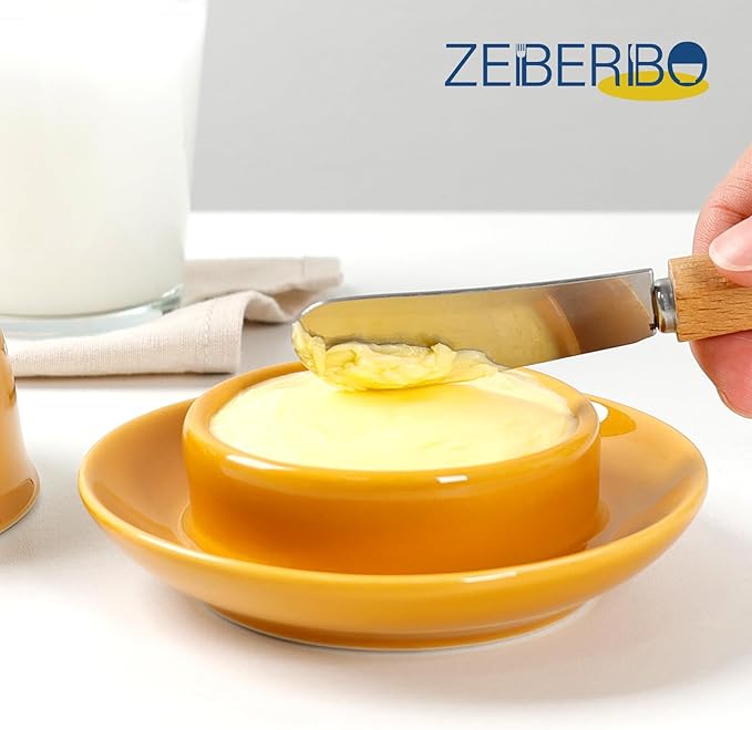 Butter dish, Ceramic Small Butter Dish with Lid, 2026 NEW Original Design Mini Butter Crock Keeper with Handle, 17 OZ Mini Butter Container Cover and Water Sealing 2 Ways Sealing (Pumpkin Orange)