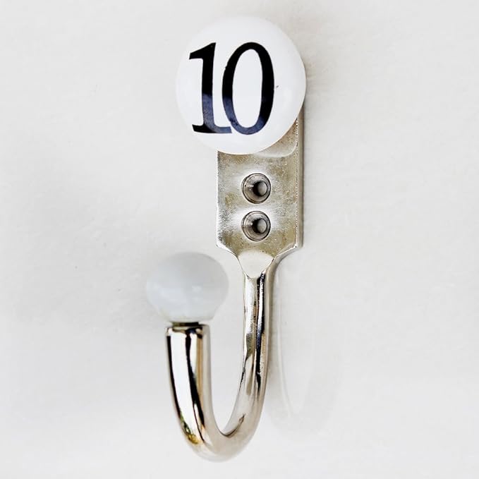 IndianShelf 6-Packs Handcrafted Ceramic, Zinc Decorative Cute Hooks for Hanging Coats, Jackets, Leash, Hat, Towel, Backpack, Purse, Handbag for Nursery Decors(White)