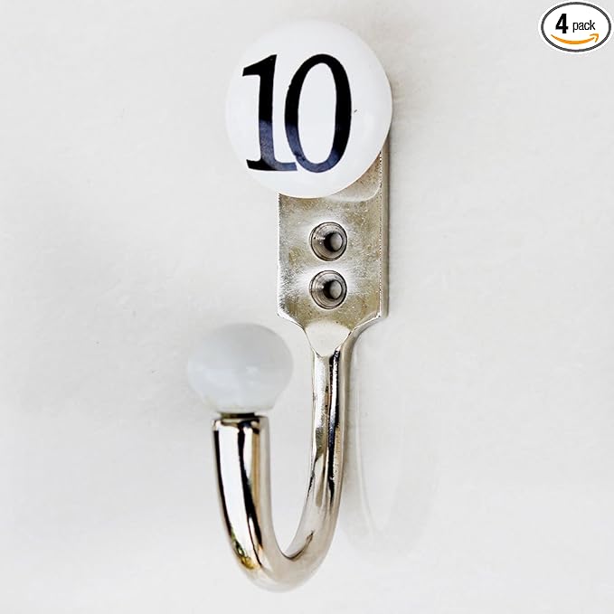 Indian Shelf 4-Set Exclusive Ceramic, Zinc Decorative Cute Hooks for Hanging Coats, Jackets, Leash, Hat, Towel, Backpack, Purse, Handbag for Nursery Wall Decor-White