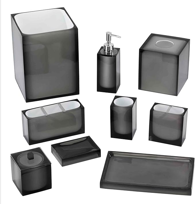 Avanti Linens - Lotion Pump/Soap Dispenser, Resin Countertop Accessories, Modern Home Decor (Soho Collection, Smoke)