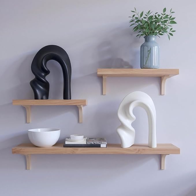 Zerzsy 2 Pack Ceramic Statues Figurine Decor, Modern Abstract Statue and Sculpture for Living Room Bedroom Bookshelf Coffee Table Display, Unique Gift Home Decor - Black White