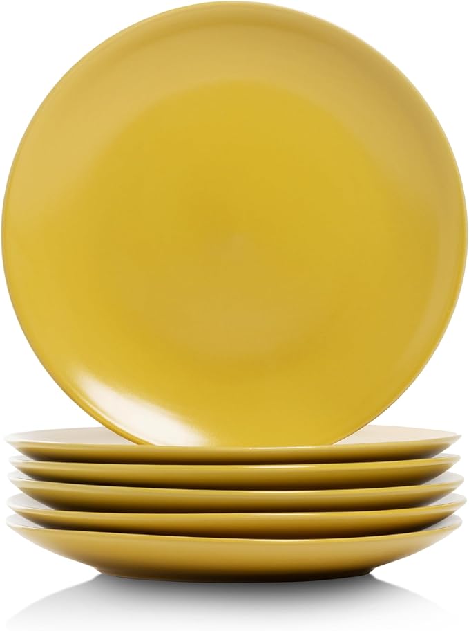 10 Strawberry Street Wazee Matte Coupe Dinnerware, Salad Plate, Yellow, Set of 6