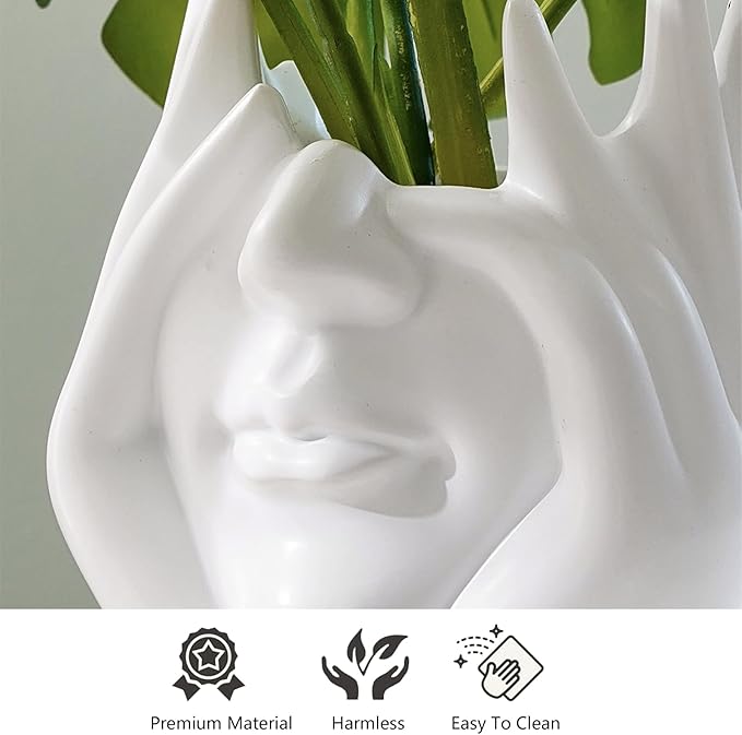 Modern Face Vase – Multipurpose Storage Holder for Makeup Brushes, Pens, Flowers – Abstract Human Art Decor for Office, Desk, Bedroom, and Living Room