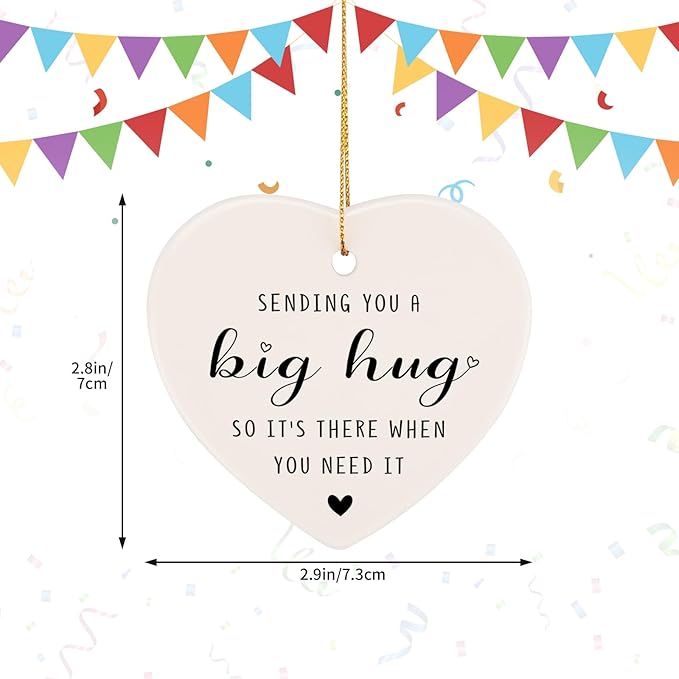 Inspirational Gifts for Women, Get Well Soon Gift Heart-Shaped Hanging Decoration Thinking of You Gifts Feel Better Present for Men Friends-Sending You A Big Hug Ornament
