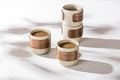 Ceramic Espresso Cups Set of 4,Double Espresso Shot Cups,4 oz Tea Cups Set of 4,Small Coffee Cups for Cappuccino,Latte,Perfect for Espresso Machine and Coffee Maker (Natural Beige, S+Cup Ring)