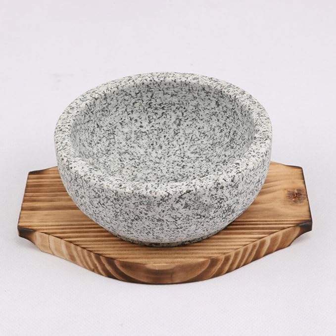 Luxshiny Korean Stone Bowl Mat Wooden Base - Pot Holder for Casserole and Soup -scalding Tabletop Accessory Inner Diameter Sturdy and Easy to Clean