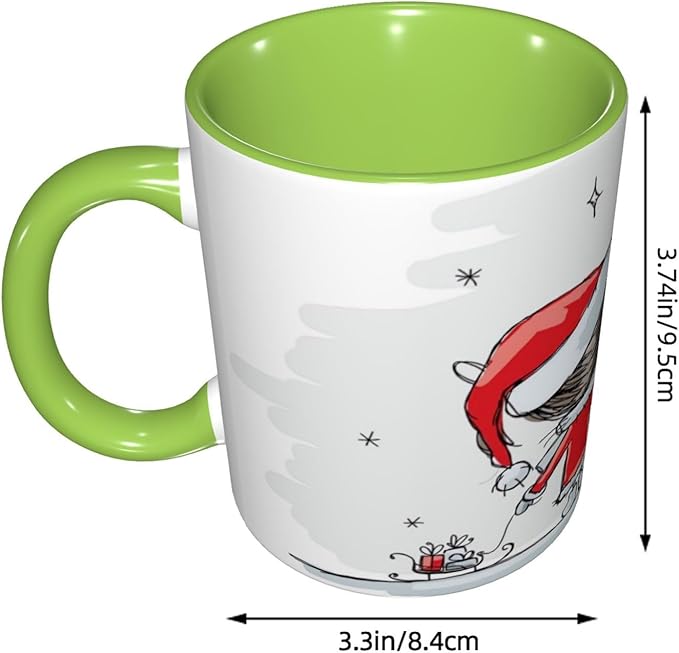 Positive Energy,Funny Novelty Ceramic Coffee Cups With Handle,Words on Circular Backdrop Tea Cup for Office and Home, 11 Oz,Dishwasher Microwave Safe (Green)