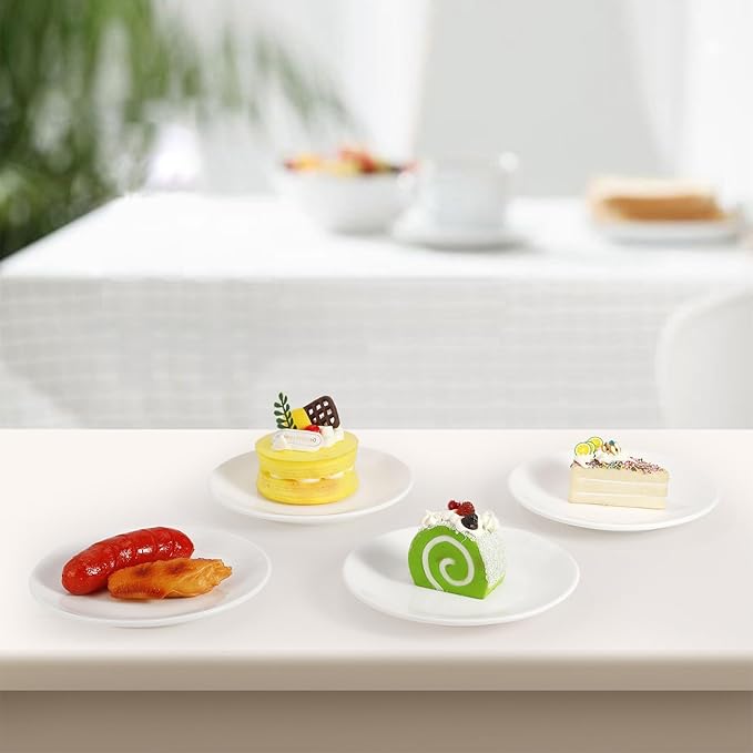Ceramic Dessert Plates Set of 8, 6 Inch White Appetizer Plates, Round Small Plate for Cake Snacks, Porcelain Serving Plate for Appetizers, Microwave Oven and Dishwasher Safe (8 Pcs)