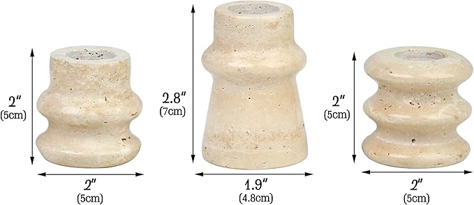 Vixdonos Natural Stone Candle Holder Set of 3 Taper Candle Candlestick Mantle Candle Stand for Home Decor,Wedding,Party and Table Centerpieces(White)