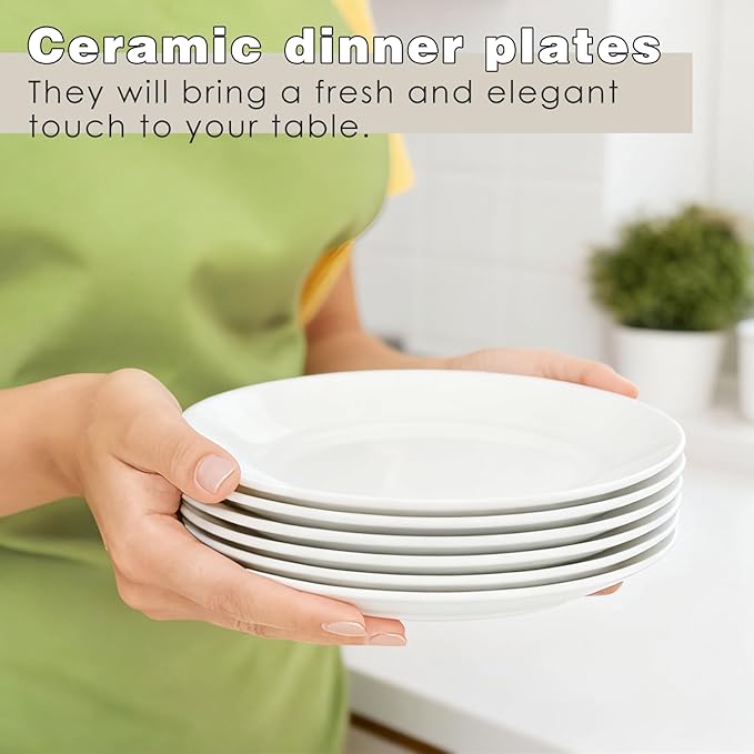 Ceramic Dinner Plates Set of 8, 7 inch White Salad Plates, Porcelain Dessert Plate,Small Appetizer Plate for Cake Snacks Fruit,Microwave Oven and Dishwasher Safe