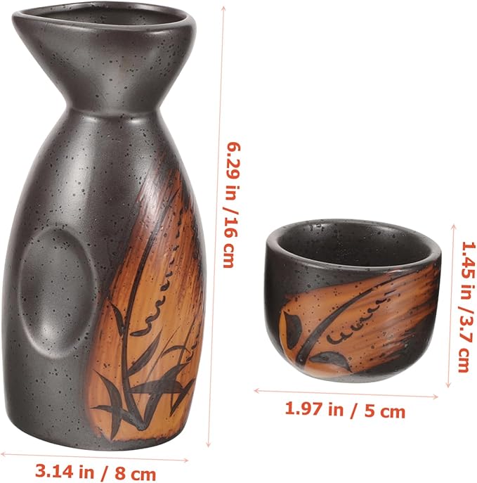 1 Set Japanese Ceramic Sake Set Traditional Sake Pot with Cups Vintage Design for Home Bar and Special Occasions Easy to Clean and Pour Pottery