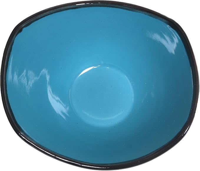 NOVICA Artisan Handcrafted Ceramic Bowl Blue from Indonesia Tableware Dinnerware Bowls [bowl 3.9in H x 6in W x 7in D 13 Oz.] ' Blue Wave'