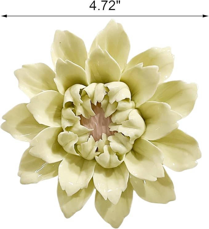 CEUYGT Handmade Ceramic Wall Flower Decor - Yellow King Protea Design, Elegant Home Wall Art for Living Room, Bedroom, or Office Decoration Yellow 4.72"(Large)