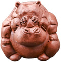 Purple Sand Hippopotamus Statue Tea pet Mini Rhinoceros Ceramic Sculpture kung fu Tea Accessories Decoration Home Bookshelf Desktop Decoration Ornaments Statue (Old Hippopotamus)