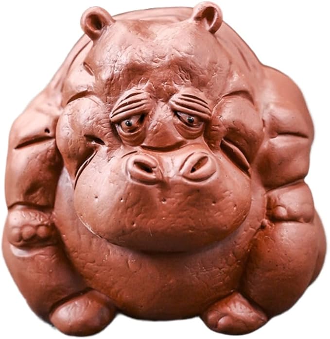 Purple Sand Hippopotamus Statue Tea pet Mini Rhinoceros Ceramic Sculpture kung fu Tea Accessories Decoration Home Bookshelf Desktop Decoration Ornaments Statue (Old Hippopotamus)