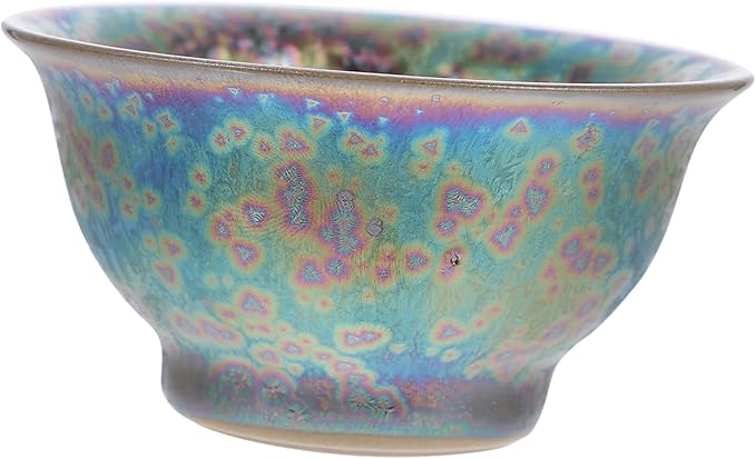 Ceramic Colorful Peacock Teacup Gongfu Tea Bowl for Tea Lovers Unique Artisan Teaware Home Office Use Safe and Eco-friendly Material
