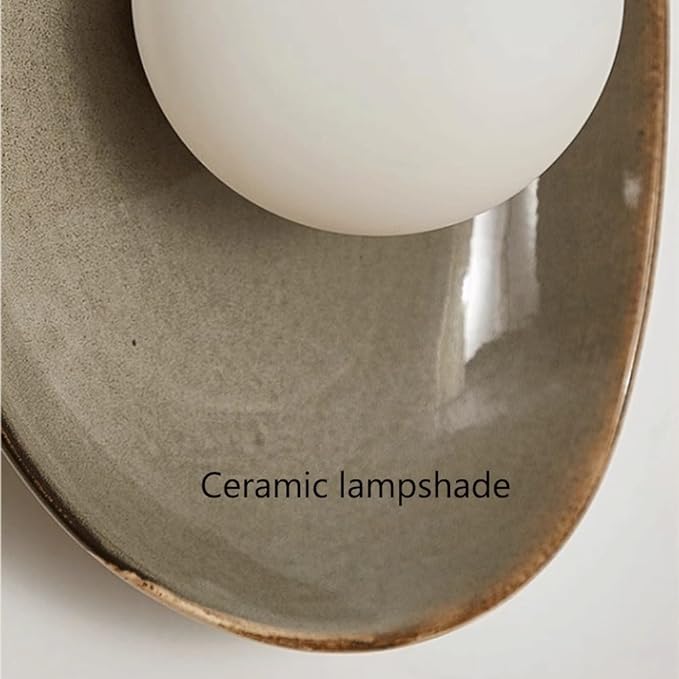 Modern Ceramic Wall Sconce Pebble Shape Wall Lamp G9 Frosted Globe Light Fixture Sculptural Art Decor for Bedroom Bedside Living Room Hallway Staircase 12 Inch H