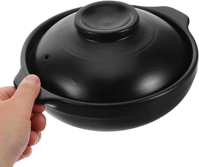 Clay Pot for Cooking with Lid: Terracotta Casserole - Heat-resistant Casserole Dish - Korean Stone Pot Cookware for Soup Meat Rice - 600ML