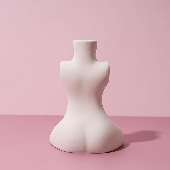 Elegant Female Torso Ceramic Vase – Minimalist Abstract Body Sculpture for Home, Office, and Living Room Décor – Modern Aesthetic, Perfect for Floral Arrangements, Dried Flowers, Standalone Art Piece.