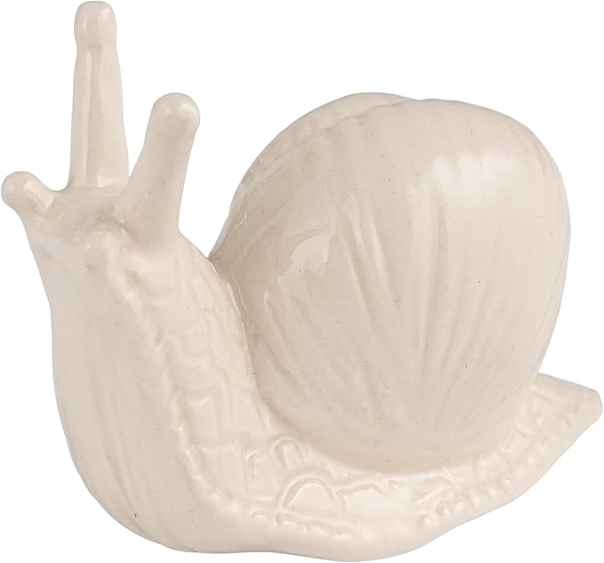 Creative Co-Op Stoneware Figurine Snails Accent Decor, Set of 6 Pieces, White