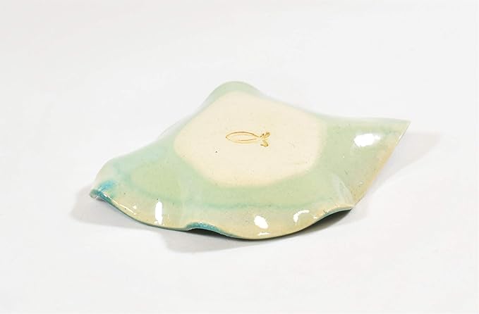 Earthen Vessels Pottery, Handmade, Hydrangea Leaf, Tea Bag Holder, Teaspoon Rest or Ring Dish, Set of 3 in Starry Night Blue