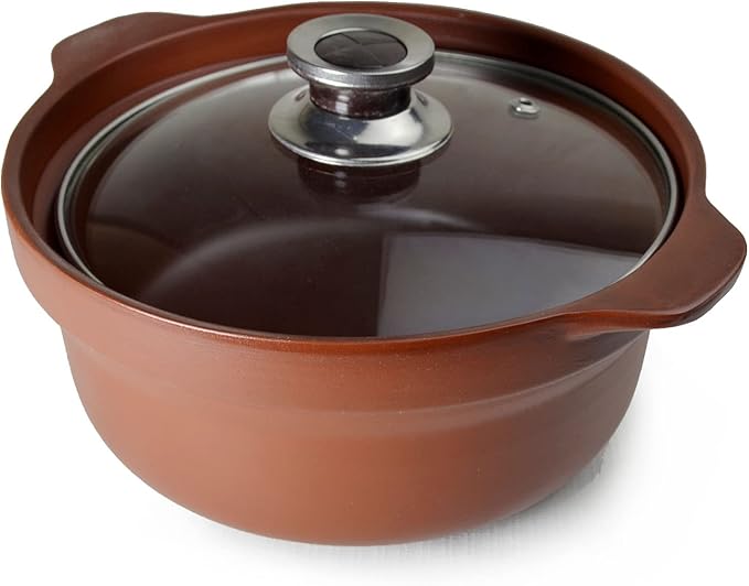 Shaguo Bowl Casserole Pot Clay Stone for Cooking Dolsot Bibimbap Soup Exclusive Range Unglazed Earthen (glass lid)