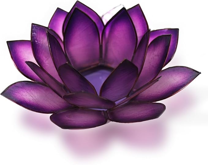 Om Gallery Capiz Shell Lotus Flower Decor Tealight Candle Holder for Serene Ambiance - Handmade Decorative Candle Holders for Meditation, Yoga, and Relaxation, Passion