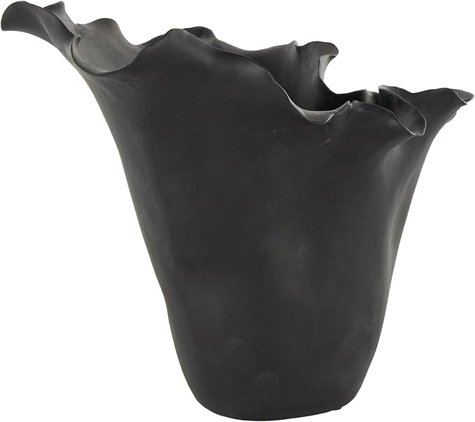 Deco 79 Ceramic Floral Decorative Vase Abstract Floral Inspired Centerpiece Vase, Flower Vase for Home Decoration 10" x 10" x 10", Black