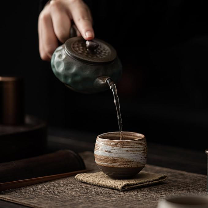 Japanese Tea Cups, Handmade Stone Pottery Tea Cup Wabi Aesthetics Ceramic Matcha Mug Yunomi for Coffee and Tea C 1 Pc