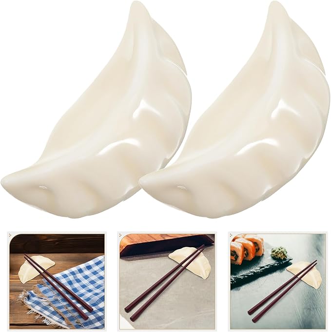 12pcs Ceramic Chopstick Holder, White Chopstick Rest, Realistic Dumpling Shaped Stand for Spoon Fork Knife, Porcelain Utensil Rack for Home Restaurant Table Decor, Unique Asian Dinnerware Accessory