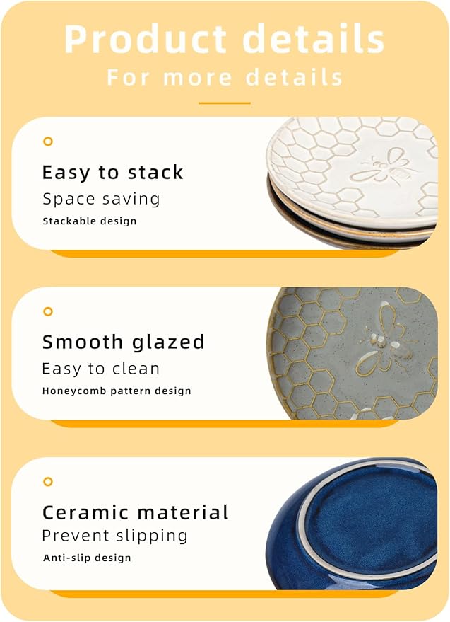 GDCZ Ceramic Dessert Plates, 5.2 Inch Mini Dinner Plates, Dinner Dishes for Cake, Waffle, Snacks Side, Microwave, Oven and Dishwasher Safe, Set of 2 (Grey)