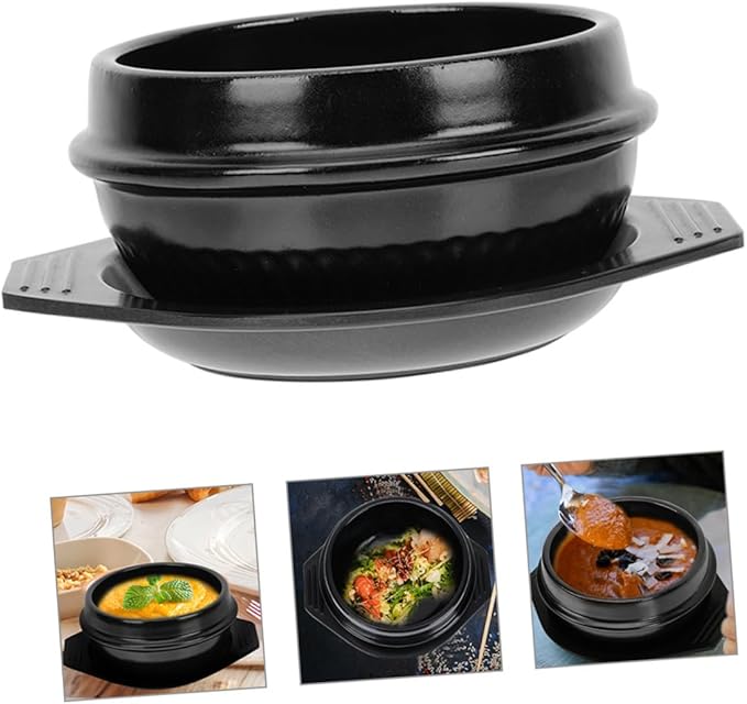 Korean Stone Pot Bibimbap Bowl Heat-resistant Ceramic Casserole Pot Cooking for Soup Stew Rice Kitchenware