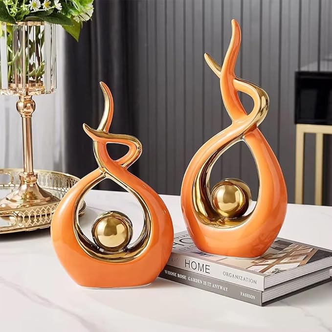 ELEGANTZ Abstract Art Ceramic Statues – Modern Shelf Decorations – Centerpiece Luxury Table Decorations for Living Room, Coffee Table, Office – Elegant Home - Ornaments for Home Decor - 1 Pc