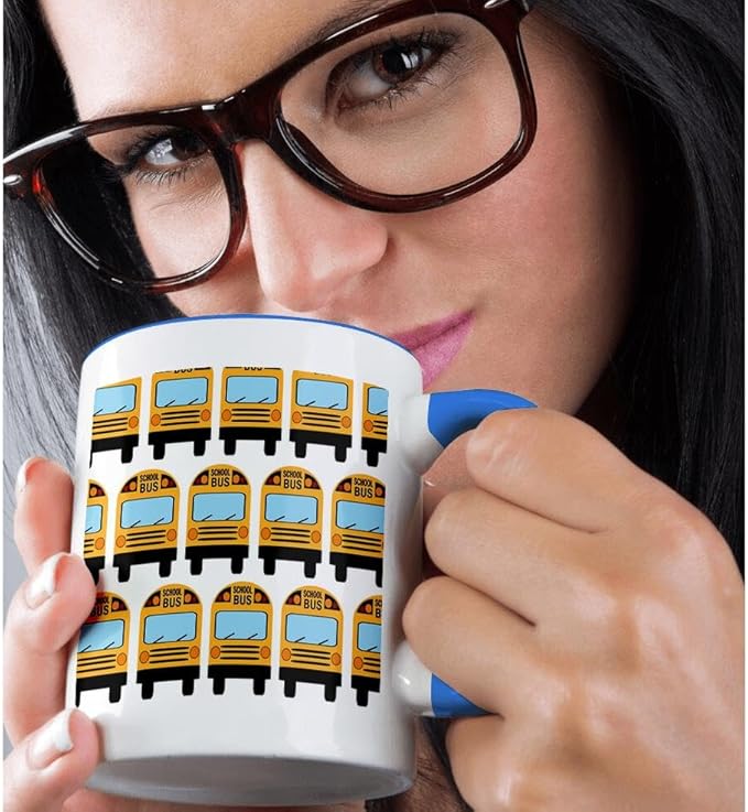 3dRose School Bus 15oz Two-Tone Blue Mug