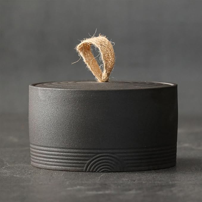 Retro ceramic storage jar - multifunctional jar for tea, coffee, and sugar - decorated kitchen container with lid (C)