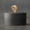 Retro ceramic storage jar - multifunctional jar for tea, coffee, and sugar - decorated kitchen container with lid (C)