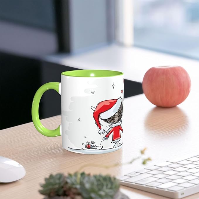 Asian,Funny Novelty Ceramic Coffee Cups With Handle,Tree of Life Evil Eye Theme Tea Cup for Office and Home, 11 Oz,Dishwasher Microwave Safe (Green)