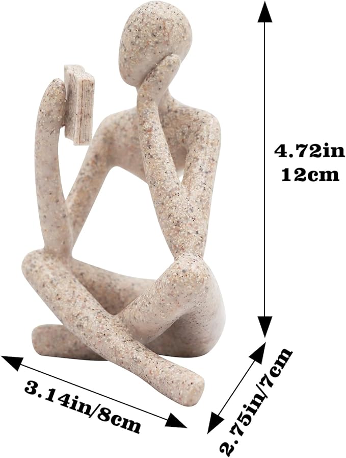 Oooct Sandstone Thinker Statue Aquarium Ornament, Small Fish Tank Decor for Freshwater & Saltwater, Abstract Aesthetic Aquarium Decoration for Tank, Pond & Terrarium - 3.1 x 2.8 x 4.9 Inch