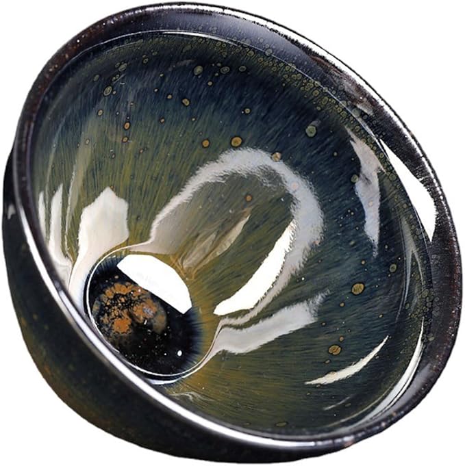 Traditional Japanese ceramic tea bowl, handcrafted with Tenmoku glaze, matcha bowl, tea ceremony cup, Jian ware, master-crafted teacup, Tenmokubowl (Jian ware oil-spot glaze teacup)