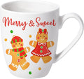 Christmas Gingerbread Man Ceramic Coffee Mug, 13 oz Novelty Xmas Merry and Sweet Tea Cup with Handle, Winter Holiday Gifts for Friends Women Men, Drink Mugs Microwave and Dishwasher Safe