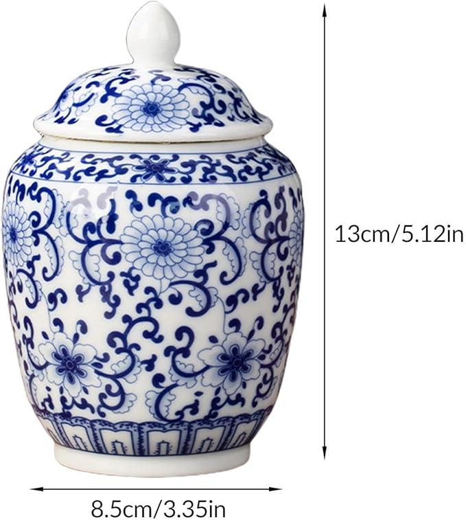 Ceramic Ginger Jar Asian Ginger Jar Vintage Chinoiserie Chinese Vase for