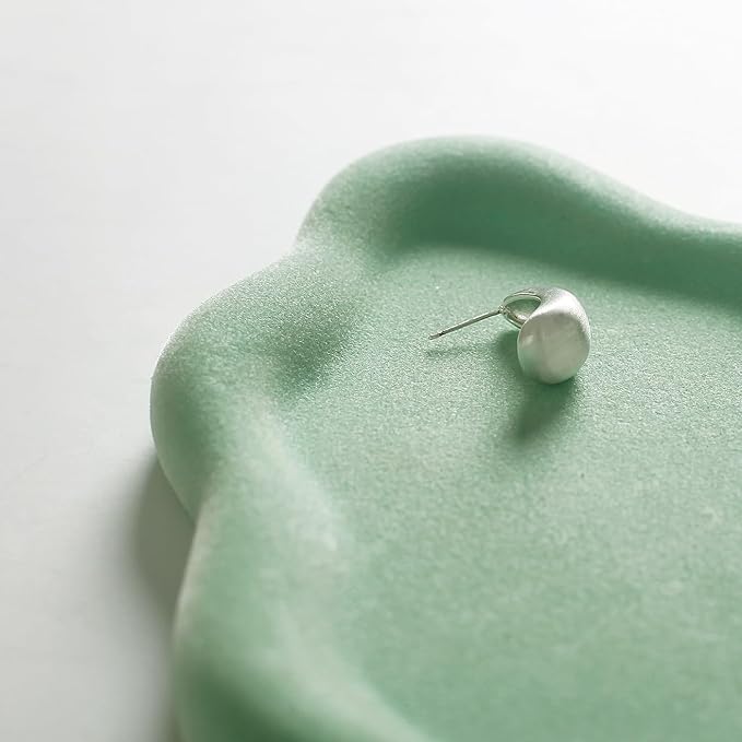 Jewelry Dish Trinket Tray for Women, Ring Dish Holder, Unique Cloud Shape Ceramic Plate Cute Things Vanity Aesthetic Room Decor Mother's Day Birthday (Flocked Green)