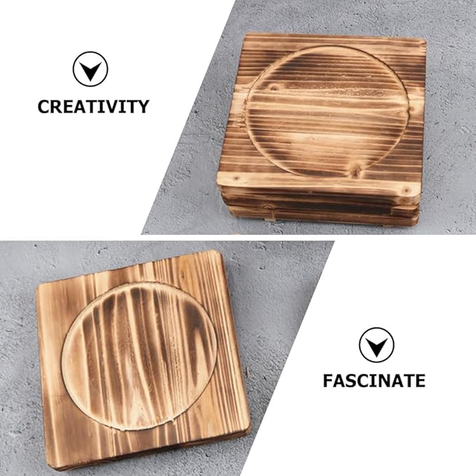 Unomor 2pcs Heat Insulation Pad for Korean Stone Bowls, Sturdy Wooden and Stone Mat Set for Hot Dishes, Kitchen Counter Protection, 6.29 Inches