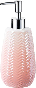 Pink Soap Dispenser with Pump, 12 Oz Lotion Dispenser, Wavy Design Dispenser Refillable Liquid Hand Soap Dispenser for Bathroom and Kitchen.