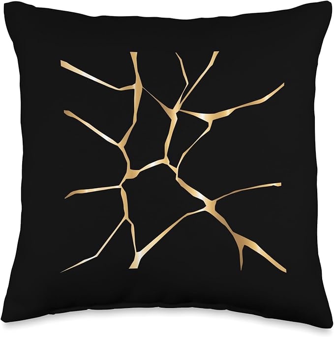 Japanese Kintsugi Pottery Artisan Ceramic Art Throw Pillow