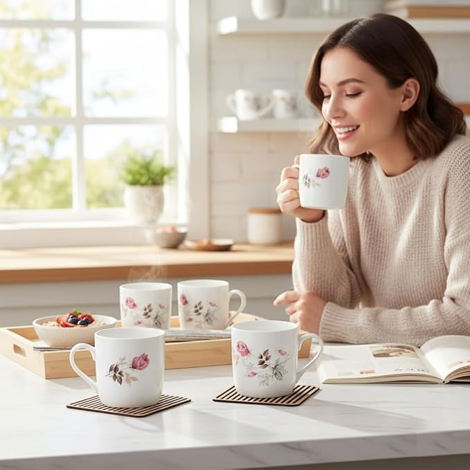 Clay Craft Ceramic Coffee Mugs and Cups - Set Of 6, Multicolor, 200ml