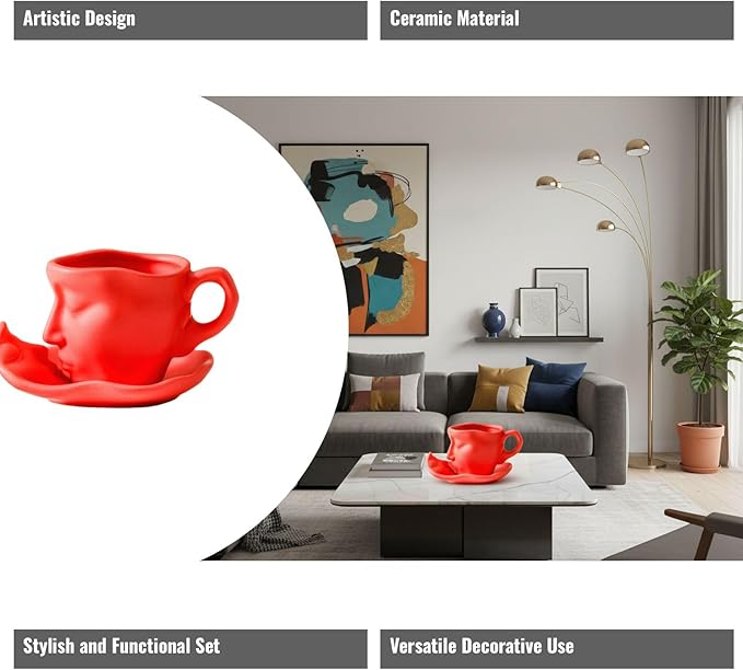 Artistic Ceramic Coffee Mug with Sculptural Face Design for Home Decor and Gift Giving